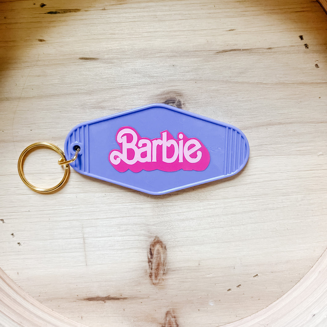 barbie motel keychain