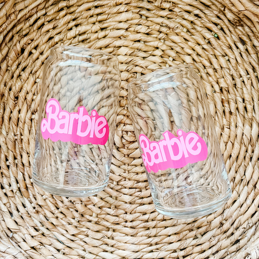 barbie logo glass