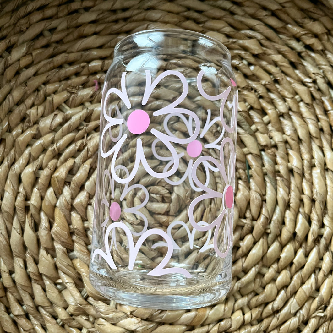 pink daisy glass