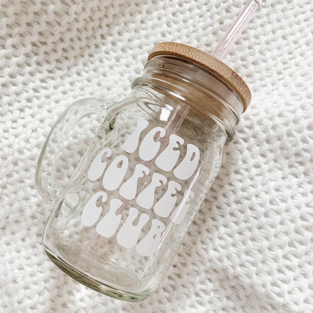 iced coffee club mason jar