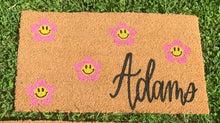 Load image into Gallery viewer, Hello smiley flowers doormat
